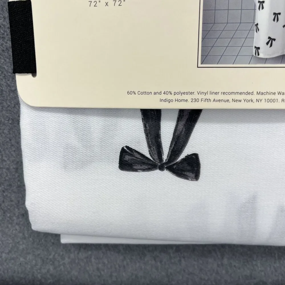 Rachel Zoe Shower Curtain White Black Bows Fabric 72